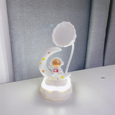 Lampă de masă pentru cabină spațială de astronauți, LED din desene animate pentru student, conectată la două dormitoare de învățare, veioză de noapte, reglare a doua treaptă de viteză