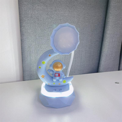 Lampă de masă pentru cabină spațială de astronauți, LED din desene animate pentru student, conectată la două dormitoare de învățare, veioză de noapte, reglare a doua treaptă de viteză