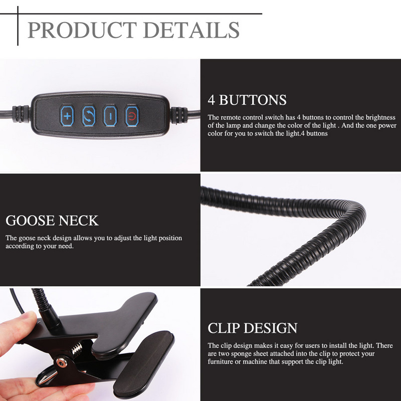 Lampă de birou USB LED Lampă de masă Atinge 3 moduri Lampă de masă LED portabilă cu clipă Pat Lectură Cărți Lumină de noapte Lămpi LED de birou