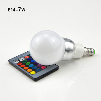 E14 E27 RGB LED Soptlight 5W 7W 85-265V LED RGB крушка 16 цвята Смяна на лампа Лампада 24 клавиша дистанционно управление празнична украса
