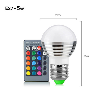 E14 E27 RGB LED Sotlight 5W 7W 85-265V LED RGB pirni tuli 16 värvi Vahetuslamp Lampada 24klahvi kaugjuhtimispult puhkus Dekoratsioon