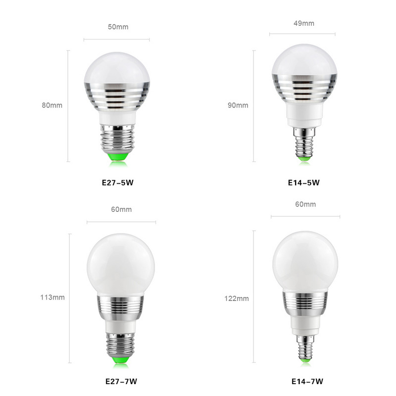 E14 E27 RGB LED Sotlight 5W 7W 85-265V LED RGB pirni tuli 16 värvi Vahetuslamp Lampada 24klahvi kaugjuhtimispult puhkus Dekoratsioon