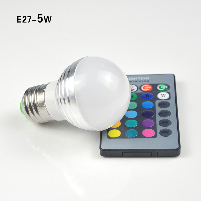 E14 E27 RGB LED Sotlight 5W 7W 85-265V LED RGB pirni tuli 16 värvi Vahetuslamp Lampada 24klahvi kaugjuhtimispult puhkus Dekoratsioon