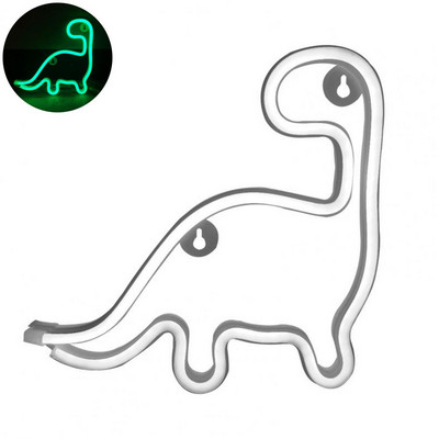 Praktiška neoninė šviesa, akį traukianti kambario apdaila Ekologiška dinozauro formos LED neoninė pakabinama naktinė lemputė