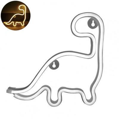 Praktiška neoninė šviesa, akį traukianti kambario apdaila Ekologiška dinozauro formos LED neoninė pakabinama naktinė lemputė