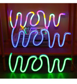 3D "WOW" LED Neon Lampă DIY Interior Bar Home Wall Mount Decoruri de iluminat USB Funcționat cu baterii Lampă de noapte moale 13*40cm