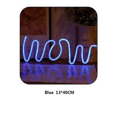 3D "WOW" LED Neon Lampă DIY Interior Bar Home Wall Mount Decoruri de iluminat USB Funcționat cu baterii Lampă de noapte moale 13*40cm