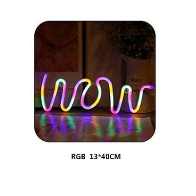 3D "WOW" LED Neon Lampă DIY Interior Bar Home Wall Mount Decoruri de iluminat USB Funcționat cu baterii Lampă de noapte moale 13*40cm