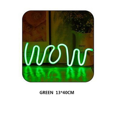 3D "WOW" LED Neon Lampă DIY Interior Bar Home Wall Mount Decoruri de iluminat USB Funcționat cu baterii Lampă de noapte moale 13*40cm