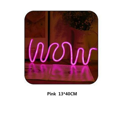 3D "WOW" LED Neon Lampă DIY Interior Bar Home Wall Mount Decoruri de iluminat USB Funcționat cu baterii Lampă de noapte moale 13*40cm