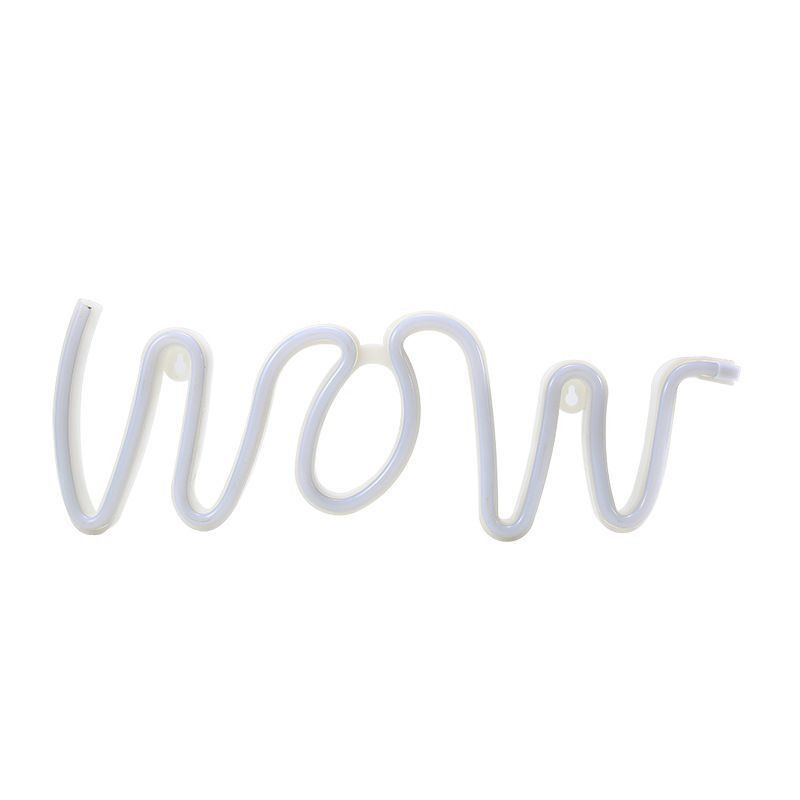 3D "WOW" LED Neon Lampă DIY Interior Bar Home Wall Mount Decoruri de iluminat USB Funcționat cu baterii Lampă de noapte moale 13*40cm