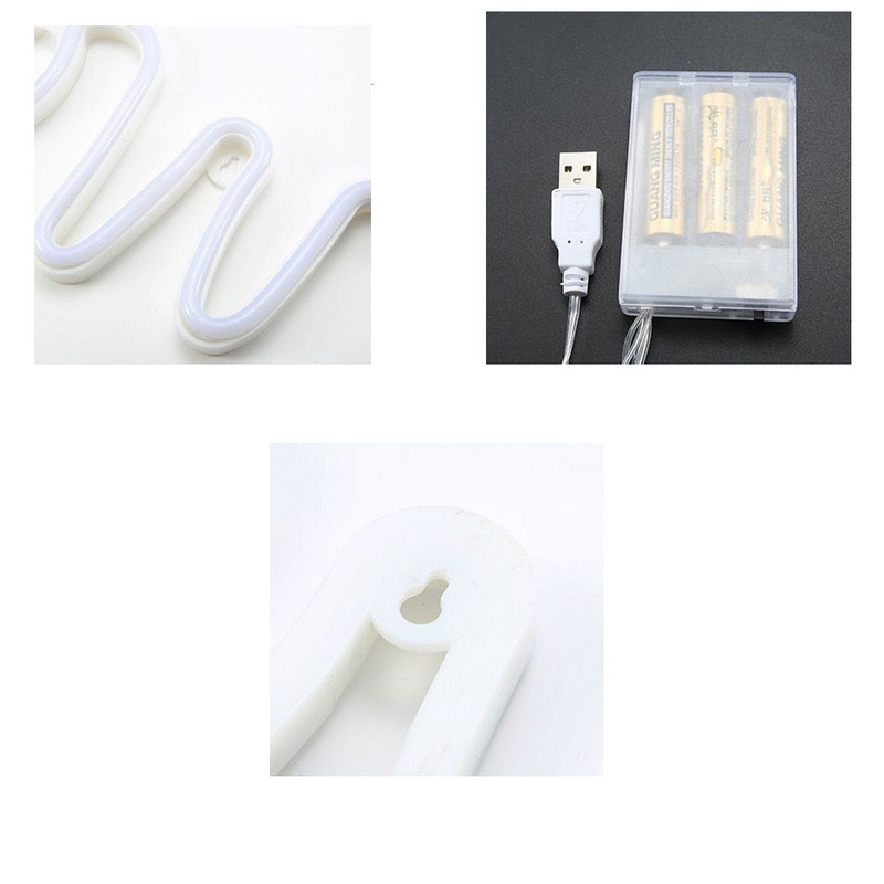 3D "WOW" LED Neon Lampă DIY Interior Bar Home Wall Mount Decoruri de iluminat USB Funcționat cu baterii Lampă de noapte moale 13*40cm