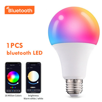 Tuya Smart Bluetooth izzó 15W E27 LED fények szabályozható RGB lámpa AC85-265V Smart Life APP Control Működik Bluetooth Gateway