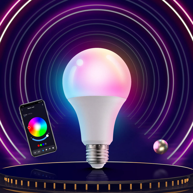 Tuya Smart Bluetooth izzó 15W E27 LED fények szabályozható RGB lámpa AC85-265V Smart Life APP Control Működik Bluetooth Gateway