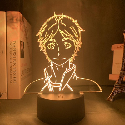 Anime Haikyuu figurák Shoyo Hinata Nishinoya Yuu Kei Tsukishima Bokuto Ushijima wakatoshi 3D LED éjszakai lámpa színváltó lámpa