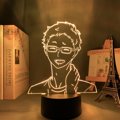 Anime Haikyuu figurák Shoyo Hinata Nishinoya Yuu Kei Tsukishima Bokuto Ushijima wakatoshi 3D LED éjszakai lámpa színváltó lámpa