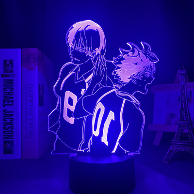 Anime Haikyuu figurák Shoyo Hinata Nishinoya Yuu Kei Tsukishima Bokuto Ushijima wakatoshi 3D LED éjszakai lámpa színváltó lámpa