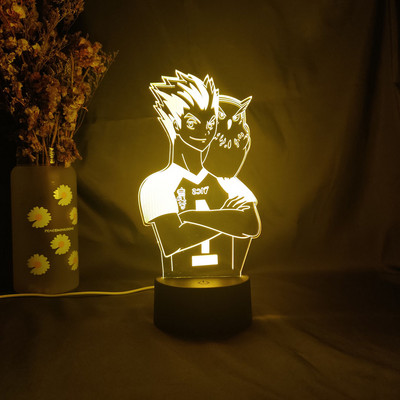 Anime Haikyuu figurák Shoyo Hinata Nishinoya Yuu Kei Tsukishima Bokuto Ushijima wakatoshi 3D LED éjszakai lámpa színváltó lámpa