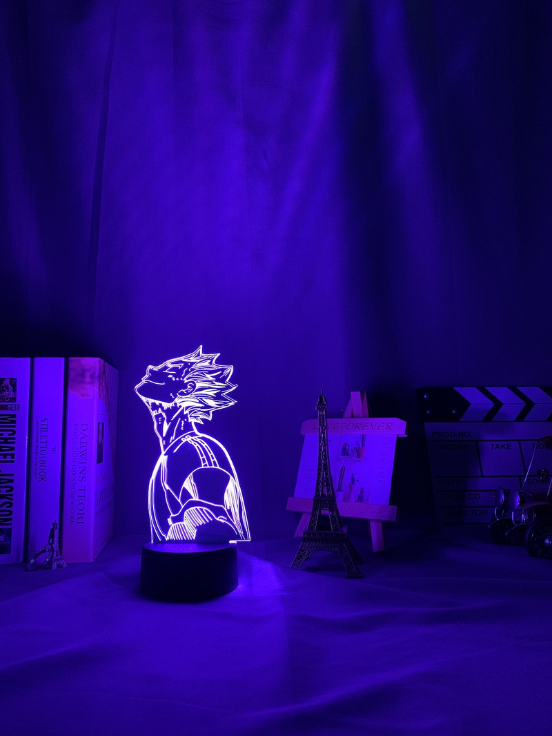 Anime Haikyuu figurák Shoyo Hinata Nishinoya Yuu Kei Tsukishima Bokuto Ushijima wakatoshi 3D LED éjszakai lámpa színváltó lámpa