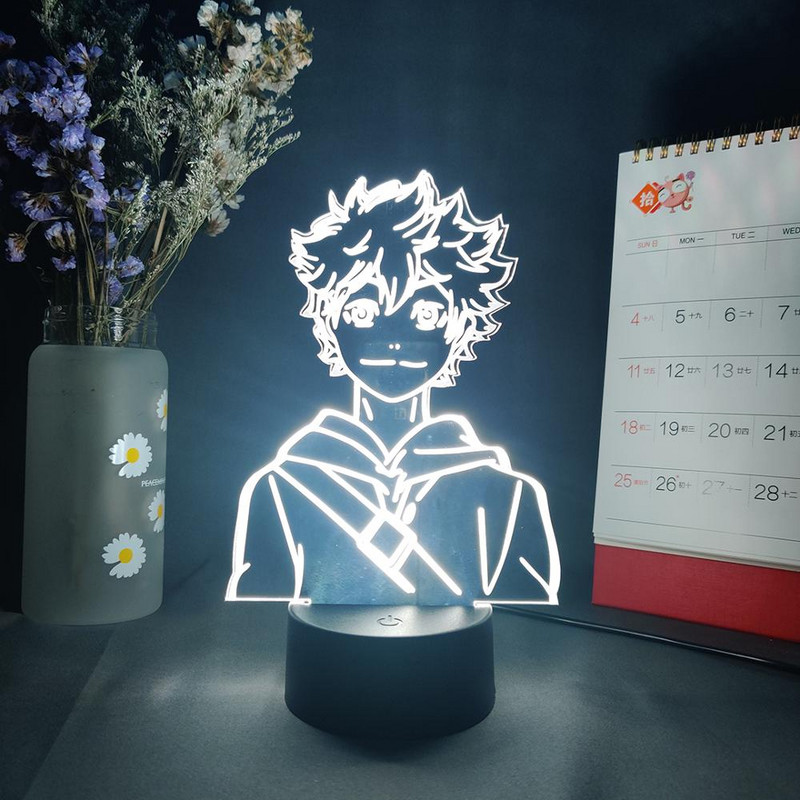 Anime Haikyuu figurák Shoyo Hinata Nishinoya Yuu Kei Tsukishima Bokuto Ushijima wakatoshi 3D LED éjszakai lámpa színváltó lámpa