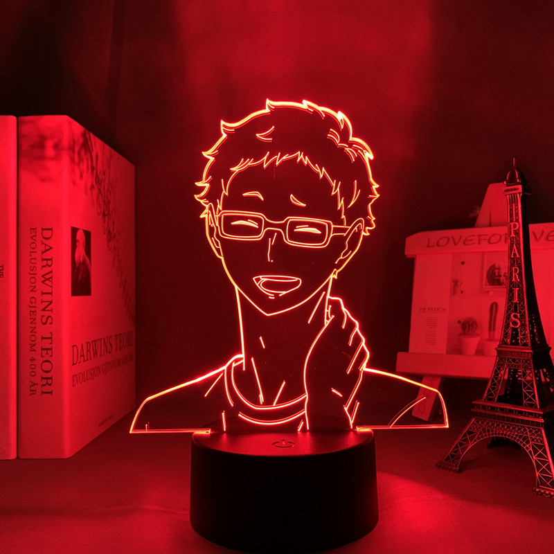 Anime Haikyuu figurák Shoyo Hinata Nishinoya Yuu Kei Tsukishima Bokuto Ushijima wakatoshi 3D LED éjszakai lámpa színváltó lámpa