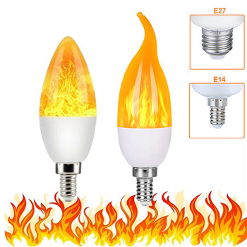 E14 E27 Candle Flame Lamp AC85-265V Creative Dynamic Flame Effect Light Bulb Коледна украса Светлини Atmosphere Lamp