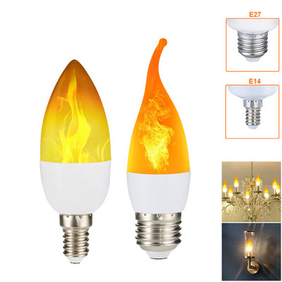 E14 E27 Φωτιστικό κεριού AC85-265V Creative Dynamic Flame Effect Bulb Light Χριστουγεννιάτικα Διακοσμητικά Φώτα Ατμόσφαιρας