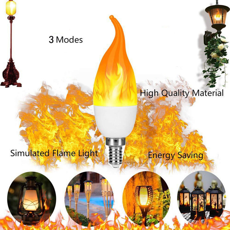 E14 E27 Gyertyaláng lámpa AC85-265V Kreatív dinamikus lánghatású villanykörte karácsonyi díszek fények hangulati lámpa