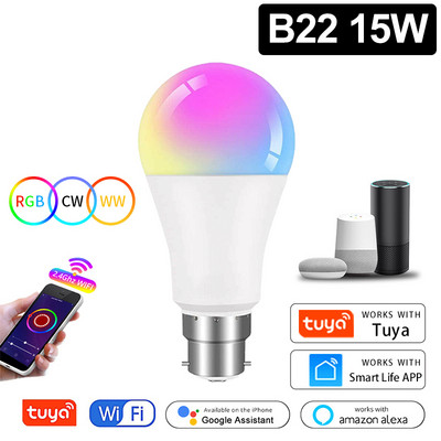 Smart WiFi Bulb Alice Lamp Alexa Voice Control E27 18W 12W 15W 10W B22 E14 9W 7W 5W Smart Life Tuya APP Λειτουργεί με το Google Home