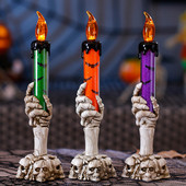 Halloweeni pealuu küünlahoidja valgustus LED küünlajalg lambi skelett kummitus käsi leegitu lamp õudusrekvisiidid Halloweeni peo sisustus