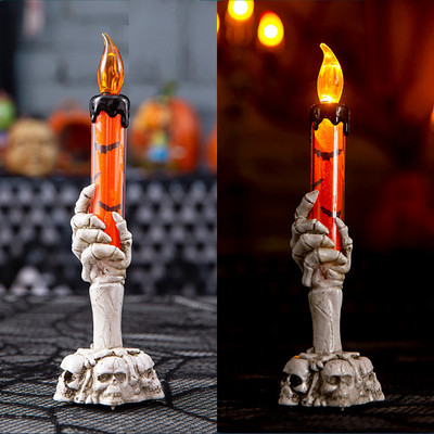 Halloweeni pealuu küünlahoidja valgustus LED küünlajalg lambi skelett kummitus käsi leegitu lamp õudusrekvisiidid Halloweeni peo sisustus