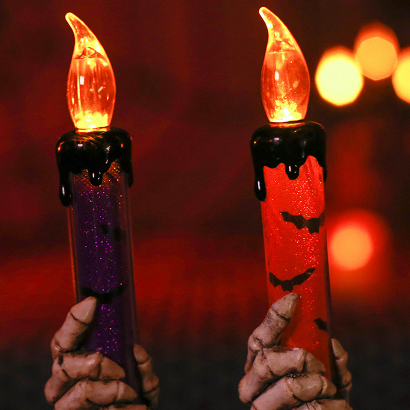 Halloweeni pealuu küünlahoidja valgustus LED küünlajalg lambi skelett kummitus käsi leegitu lamp õudusrekvisiidid Halloweeni peo sisustus