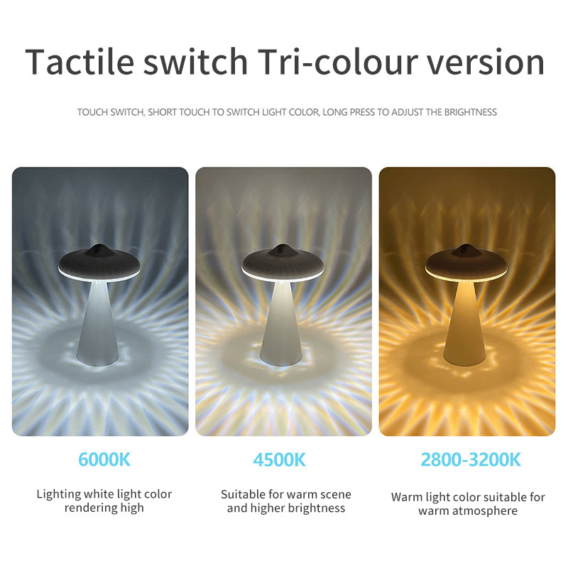 Uus Ufo väike öölamp, seenekujuline atmosfäärilamp, dekoratiivne laualamp hotelli magamistoa voodi kõrval dekoratiivne laualamp