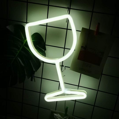 LED-es neonfény borospohár fal művészeti tábla fények családi parti ünnepi dekoráció hálószoba dekoráció függő neon lámpa karácsonyi ajándékok