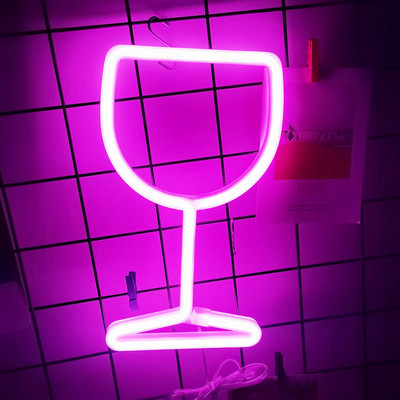 LED-es neonfény borospohár fal művészeti tábla fények családi parti ünnepi dekoráció hálószoba dekoráció függő neon lámpa karácsonyi ajándékok