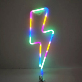 Светодиодна неонова светкавица с форма на светкавица Светкавица Неонова настолна лампа USB, работеща с батерия за домашно парти, стенна декоративна висяща нощна лампа