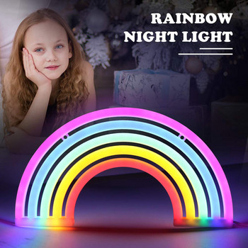 LED неонова светлина Rainbow Lamp 5V LED светлини Захранвани от USB/батерии Настолни нощни лампи Домашно парти Декорация на стена за всекидневна за деца