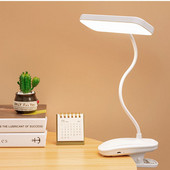 Mācību lasīšanas gaisma 360° elastīga galda lampa ar klipsi bezpakāpju aptumšošana Uzlādējama LED lampa Led galda lampa nakts nakts gaisma