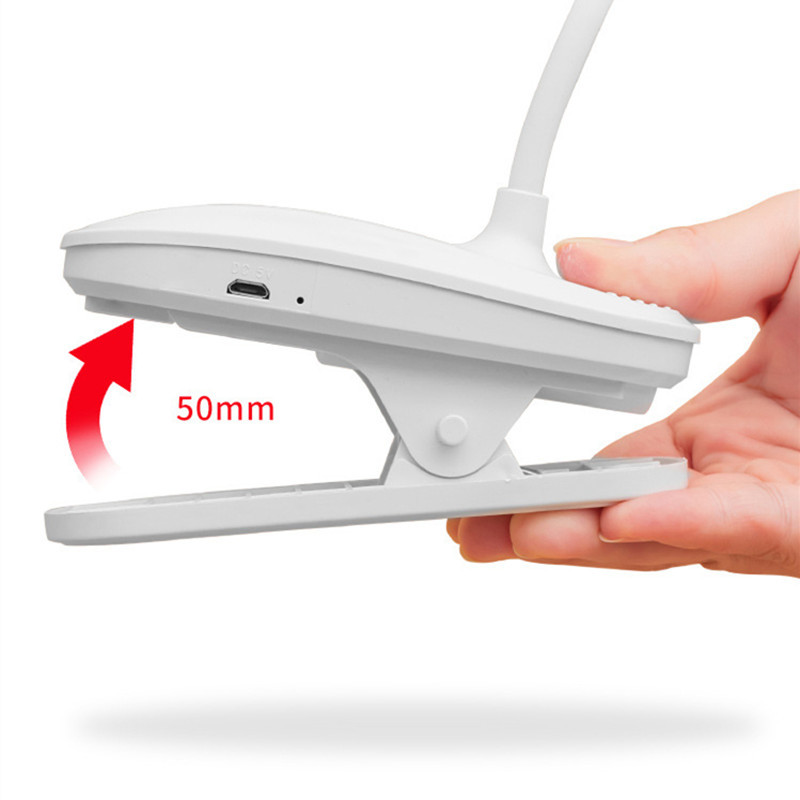 Mācību lasīšanas gaisma 360° elastīga galda lampa ar klipsi bezpakāpju aptumšošana Uzlādējama LED lampa Led galda lampa nakts nakts gaisma