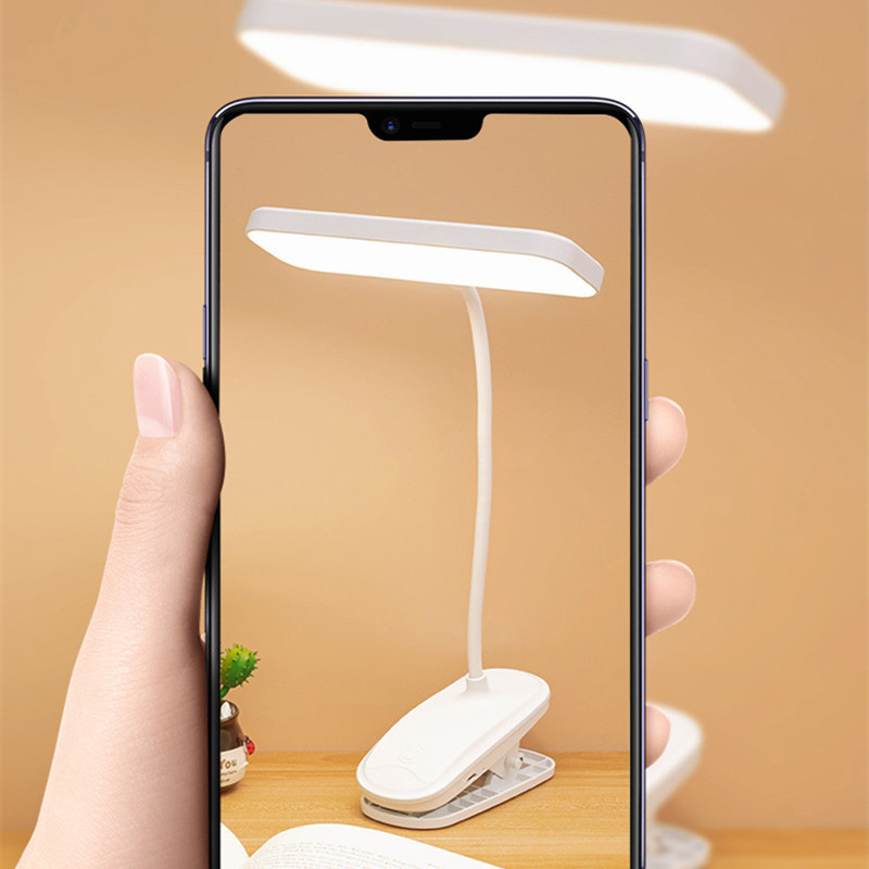 Mācību lasīšanas gaisma 360° elastīga galda lampa ar klipsi bezpakāpju aptumšošana Uzlādējama LED lampa Led galda lampa nakts nakts gaisma