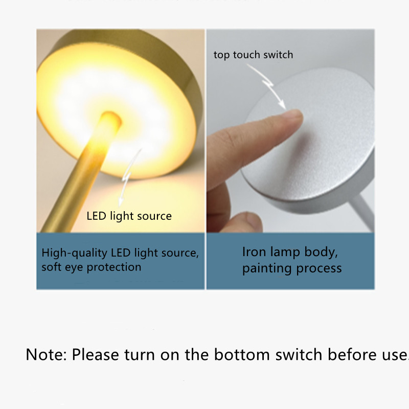 Lampă de masă portabilă, modernă, cu LED, dimmerabilă, pentru restaurant, cu acumulator reîncărcabil Usb, pentru sufrageria hotelului, bar