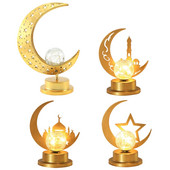 E9LD Eid Led Light Moon Star Nakts lampa Rakstāmgalda dekorēšana ballīšu rekvizītu piederumi