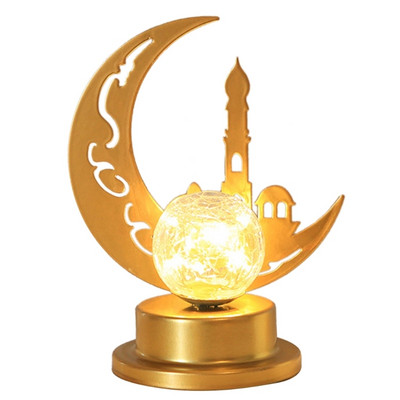 E9LD Eid Led Light Moon Star Nakts lampa Rakstāmgalda dekorēšana ballīšu rekvizītu piederumi