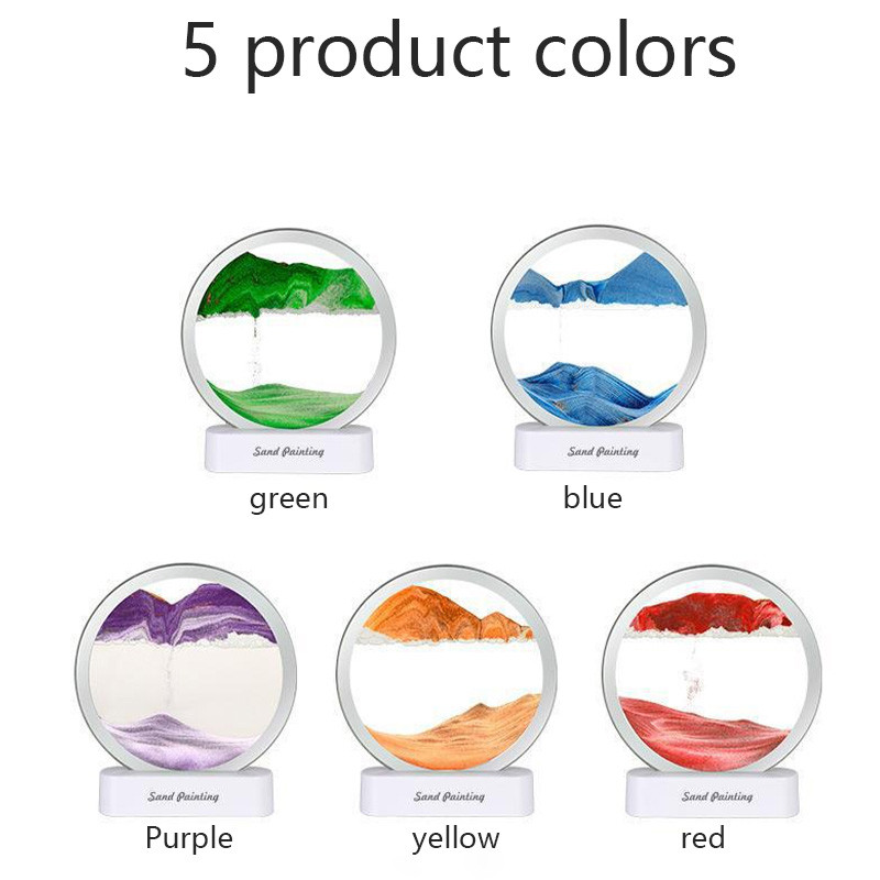 3D Kék Zöld Szín Mozgó Homok Keret Folyó Homok Művészet Kép Üveg Táj Mozgó Kijelző Folyó ajándék Lakásdekoráció