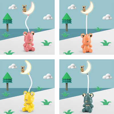 Aranyos rajzfilm asztali lámpa Szemvédelem Energiatakarékos olvasólámpa USB töltés alvó színes éjszakai fény LED asztali lámpa gyerekeknek