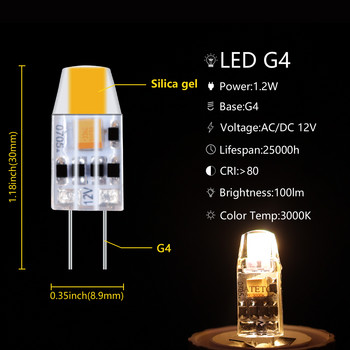 Super Bright Chandelier G4 1,2W Silica Gel 12V COB 5τμχ/παρτίδα Μίνι λάμπα Led Lamp για Εσωτερικό Φωτισμό
