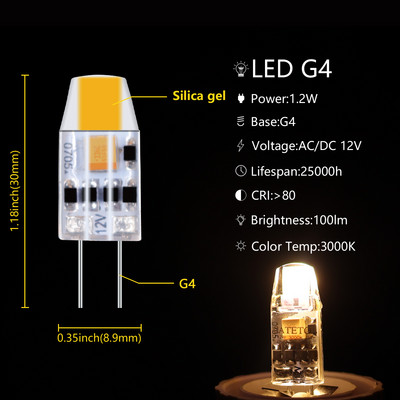 Candelabru super luminos G4 1,2 W gel de silice 12 V COB 5 buc/lot lampă cu LED mini bec pentru iluminat interior