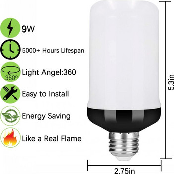 LED E27 E14 Flame Bulb Fire 4 Modes лампа Corn Bulb Flickering B22 LED Light Dynamic Flame Effect AC85V-265V 9W за домашно осветление