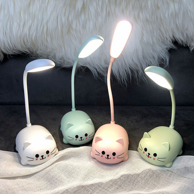 USB mājdzīvnieku nakts lampa salokāma jauka kaķu acu aizsardzības lampiņa, uzlādējama 400mAh regulējama zoss kakla dāvana bērniem mājas birojā