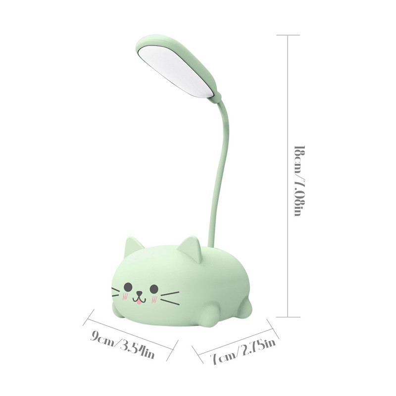 Lampă de noapte cu USB pentru animale de companie, pliabilă, drăguță, cu protecție pentru ochi de pisică, reîncărcabilă, 400 mAh, reglabilă, cu gât de gâscă, Cadouri pentru copii pentru biroul acasă
